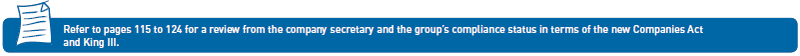 Review from the company secretary